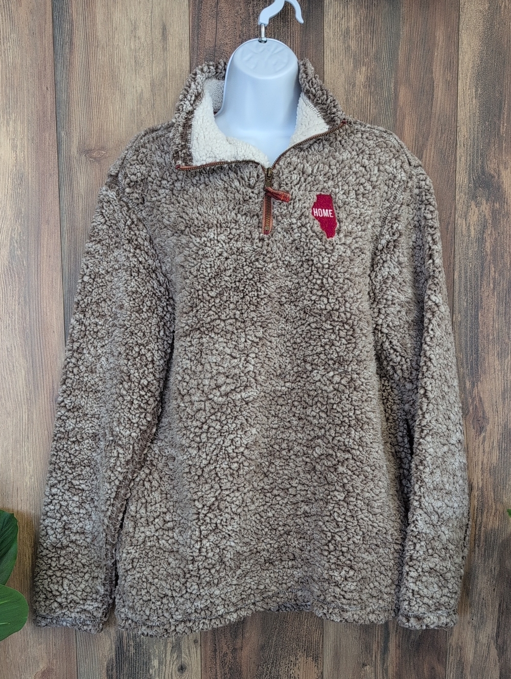 Home Free Sherpa 1/4 Zip Teddy Shacket Pullover Illinois Jacket M        756A